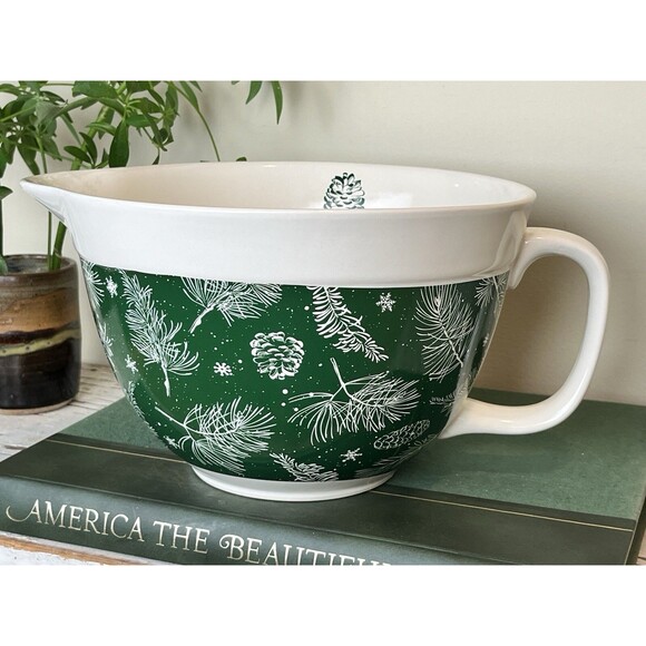 Master Class Other - The Bake Shop by Masterclass Large Mixing Bowl 9” Green Pine Cones w/Handle